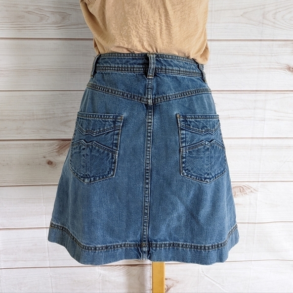 Free People Denim A Line Button Front Mini Jean Skirt in Stone Wash Size 29 - Picture 2 of 10